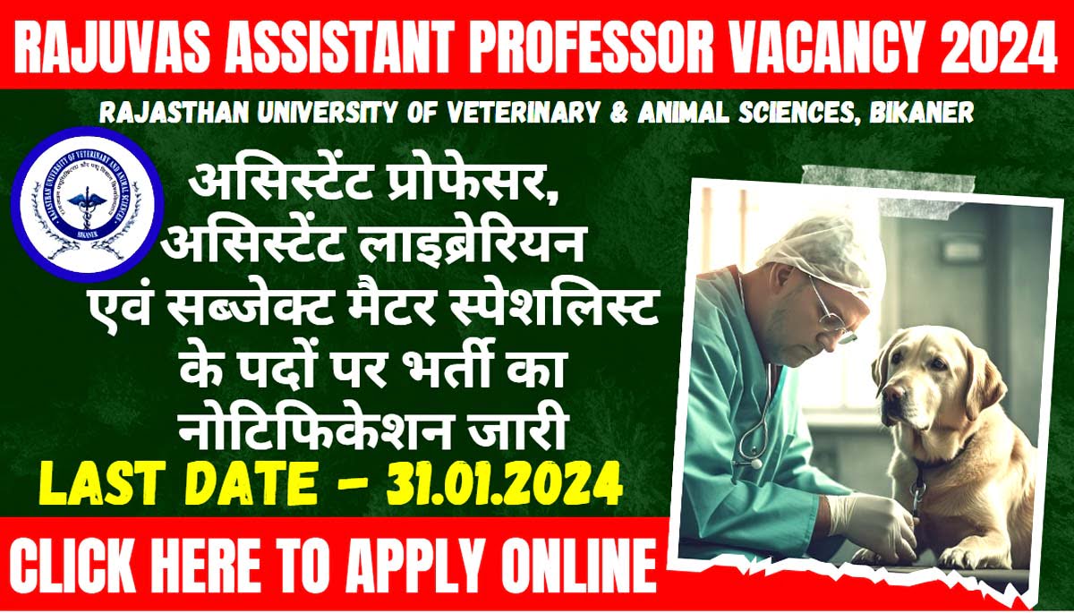 RAJUVAS Assistant Professor Vacancy 2024
