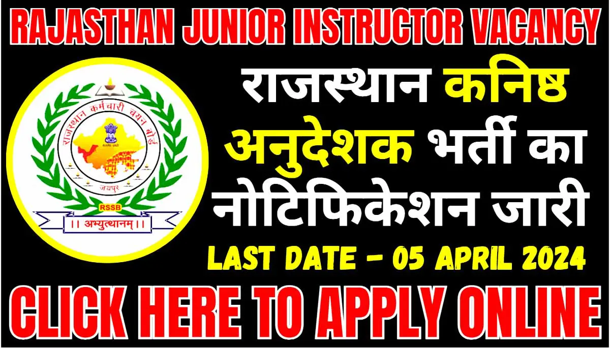 Rajasthan Junior Instructor Vacancy 2024